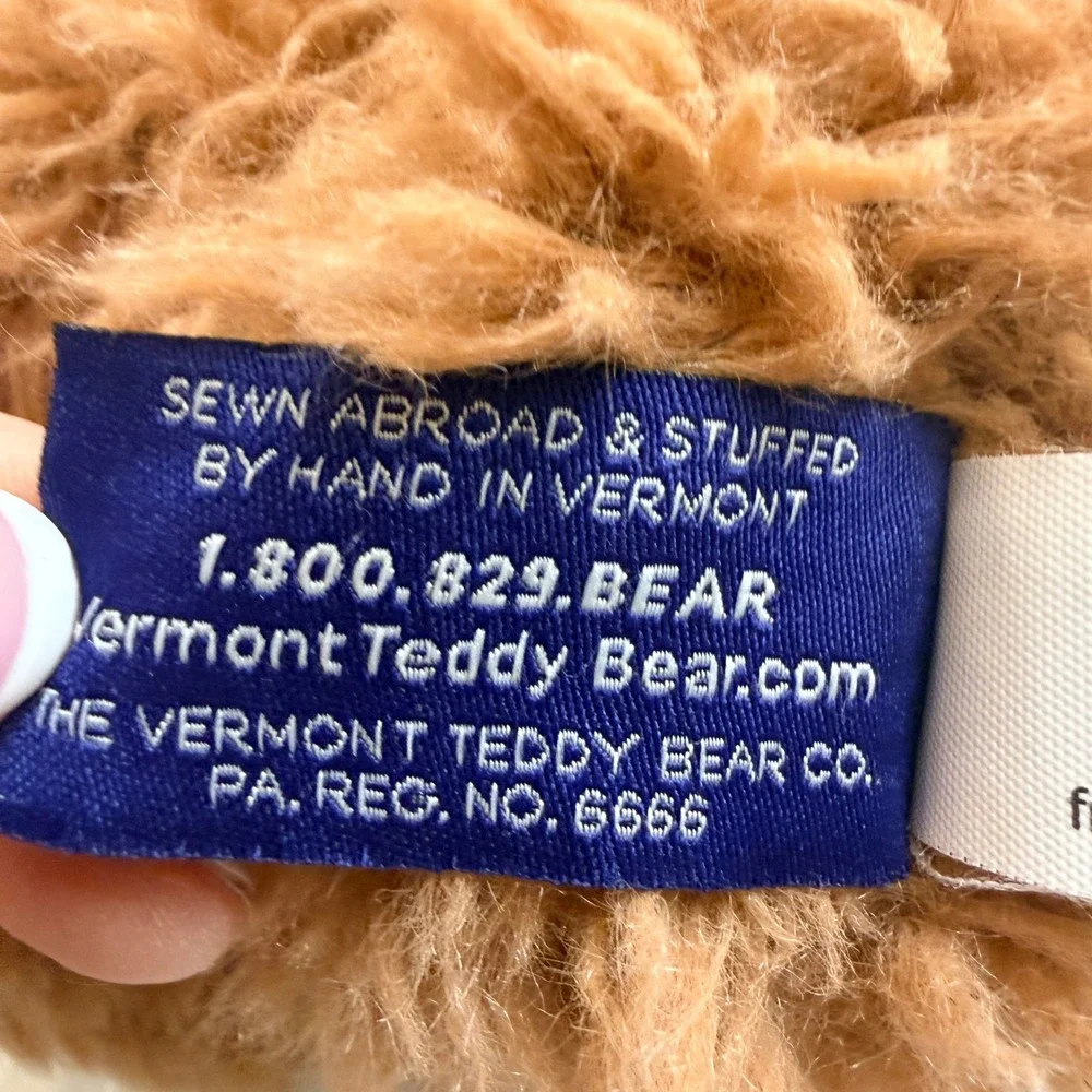 Vermont Teddy Bear Vintage Stuffed Animal Shaggy Plush Brown 12 Inch Hand Made